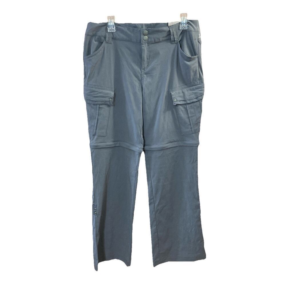 Prana Women’s Convertible Hiking Cargo Pants Sz 12 New Rip Stop Gray Stretch